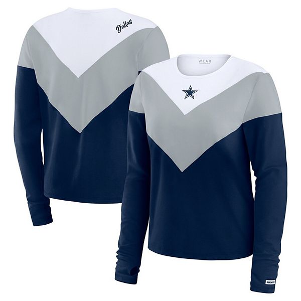 Женская Футболка WEAR by Erin Andrews Темно-Синяя Dallas Cowboys Плюс Размер Chevron Tri-Blend Длинный Рукав WEAR by Erin Andrews