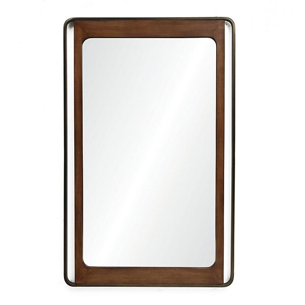 LuxenHome 45-Inch Tall Rectangular Rustic Open Metal Frame Accent Wall Mirror Luxen Home