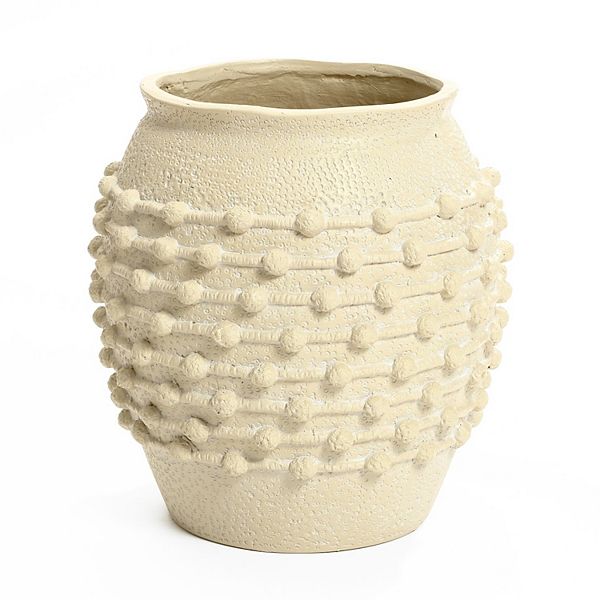 LuxenHome Coastal Beige Mgo 16.5-Inch Round Planter Luxen Home