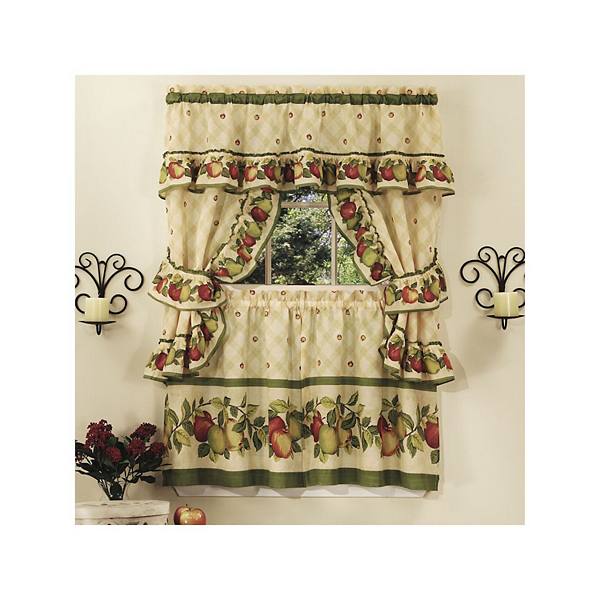 Goodgram Apple Blossom Complete 5 Piece Kitchen Curtain Tier & Swag Set - 58 In. W X 36 In. L GoodGram