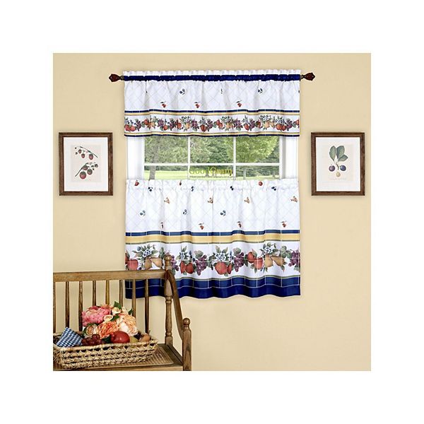 Goodgram Fruity Tiles Tier & Valance Kitchen Curtain Set By Goodgram - 57 In. W X 36 In. L GoodGram