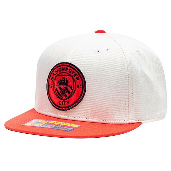 Кепка Manchester City Wander Snapback, белая/оранжевая, высокая посадка, 100% полиэстер Fan Ink