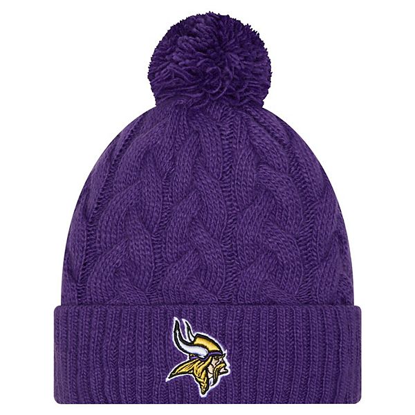 Фиолетовая утепленная детская акриловая шапка с помпоном Minnesota Vikings New Era