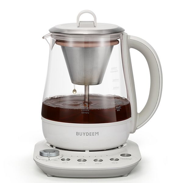 BUYDEEM K156 Tea Maker, 1.5L Kettle, 6 Flavor Controls, 4 Temps, 8H Keep Warm, Tea & Coffee Brewer BUYDEEM