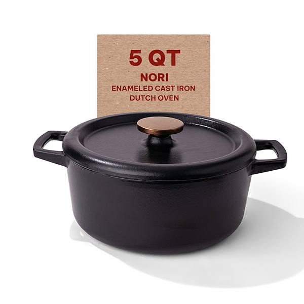 Alva Nori Black Enameled Cast Iron Dutch Oven with Lid & Handles Non Toxic Oven Safe 169.6 Oz ALVA