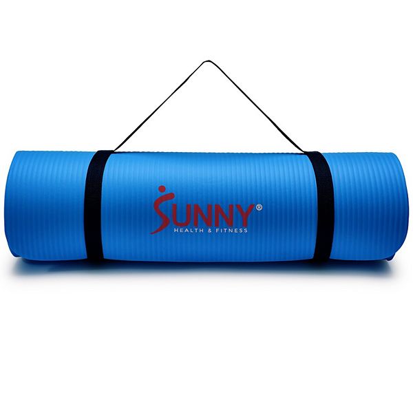 Премиум спортивный коврик для йоги Sunny Health & Fitness, 5 см, синий, из пеноматериала высокой плотности для комфорта и поддержки Sunny Health & Fitness