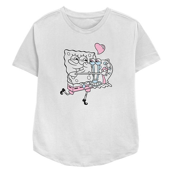 Women's Nickelodeon SpongeBob SquarePants And Gary Best Friends Hug Relaxed Fit Graphic Tee Nickelodeon