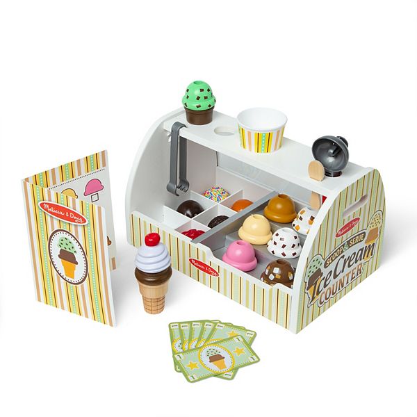 Melissa & Doug Wooden Scoop-and-Serve Ice Cream Counter 28-Piece Play Set Melissa & Doug