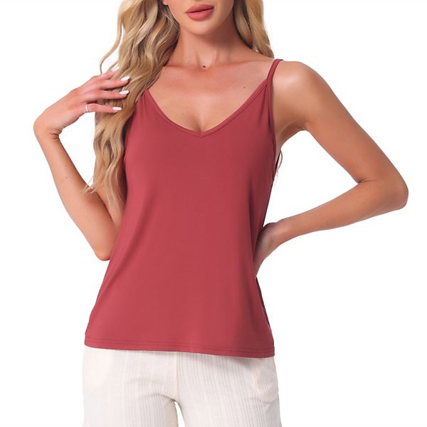 Women's Camisoles Basic Tee Shirts V Neck Outfits Sleeveless Pajama Tank Tops INSPIRE CHIC