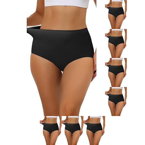 8 Packs Women's Elastic High-Waisted Brief Breathable No Show Hipster Underwear INSPIRE CHIC