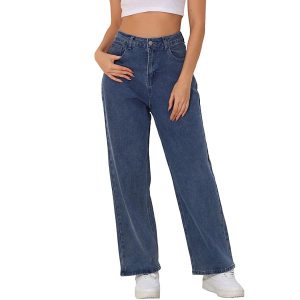 Women's Casual Straight Leg Jeans High Elastic Waisted Stretch Denim Pants with Pockets INSPIRE CHIC