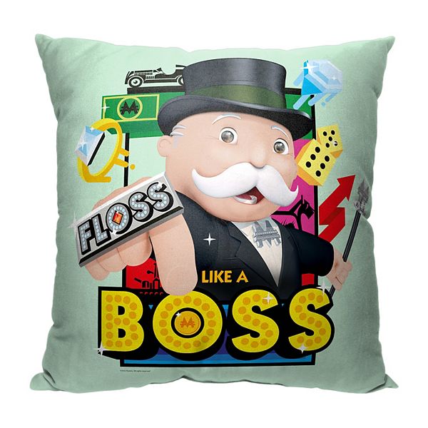 Подушка с принтом Monopoly Floss Like A Boss, двухсторонняя, мягкая и комфортная, 45 см x 45 см The Northwest