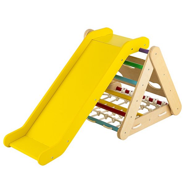 4 in 1 Triangle Climber Toy with Sliding Board and Climbing Net GIVIMO