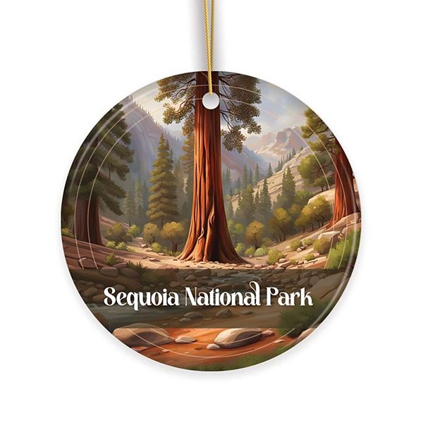 Sequoia National Park Retro Ornament, California Tourist Attraction Souvenir and Gift OrnamentallyYou