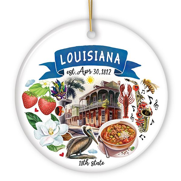 Artistic Louisiana State Themes and Landmarks Christmas Ornaments OrnamentallyYou