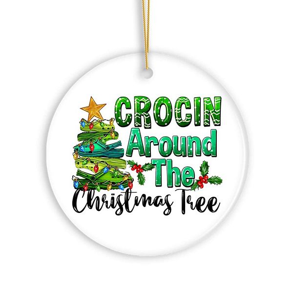 Crocin’ Around The Christmas Tree Joyfully Funny Christmas Ornament, Circle OrnamentallyYou