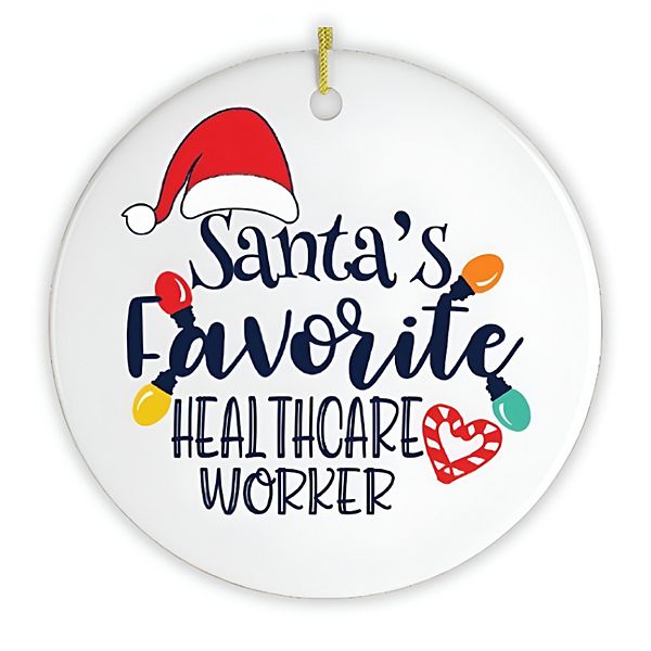 Santa's Favorite Healthcare Worker Christmas Ornament OrnamentallyYou