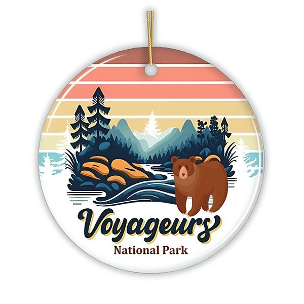 Voyageurs National Park Retro Style Ornament, Minnesota USA Tourist Attraction and Gift OrnamentallyYou