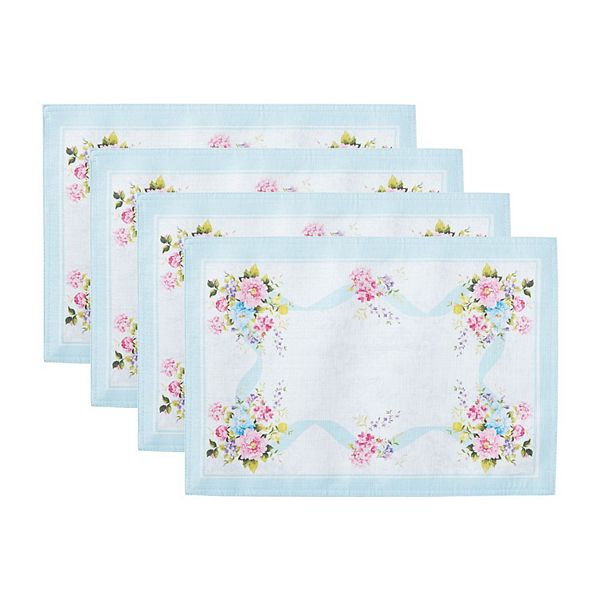 Rose Cottage Engineered Placemats, 13"x19", Set of 4 Elrene