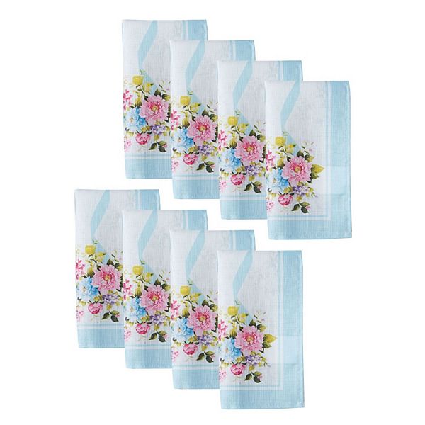 Rose Cottage Engineered Napkins, 17"x17", Set of 8 Elrene