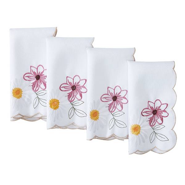 Sunflower and Daisies Napkins, 17"x17", Set of 4 Elrene