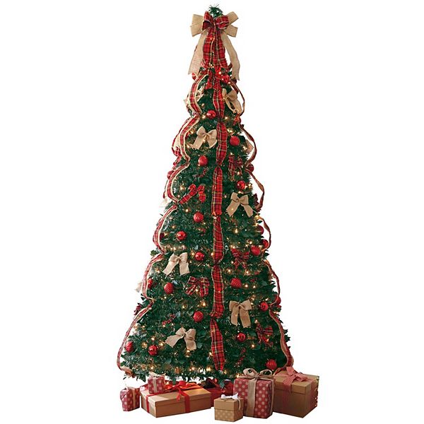 BrylaneHome Fully Decorated Pre-Lit 7 1/2' Pop-Up Christmas Tree BrylaneHome