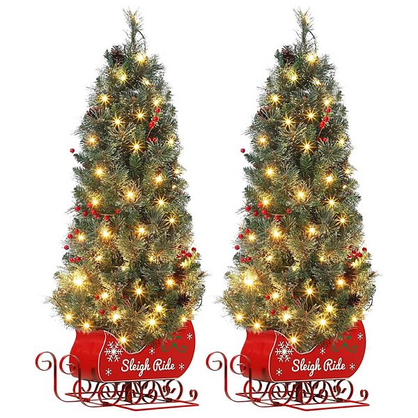 4.5FT Christmas Tree with 85 Lights, Pre-Lit Artificial Mini Christmas Tree with 8 Mode GARVEE