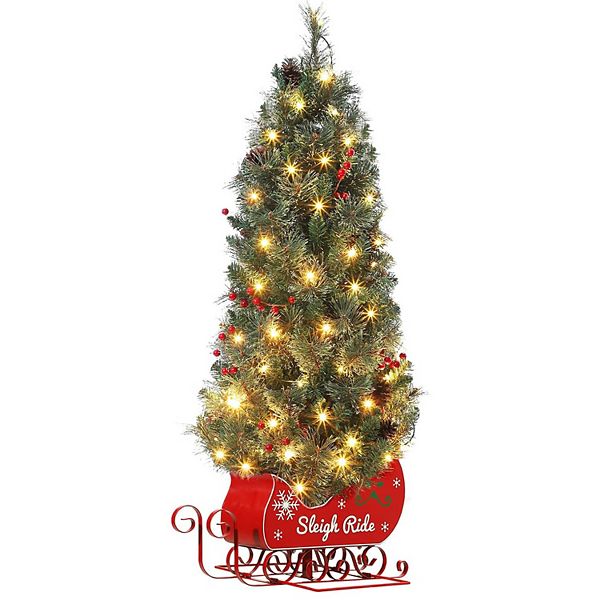 4.5FT Christmas Tree with 85 Lights, Pre-Lit Artificial Mini Christmas Tree with 8 Mode GARVEE