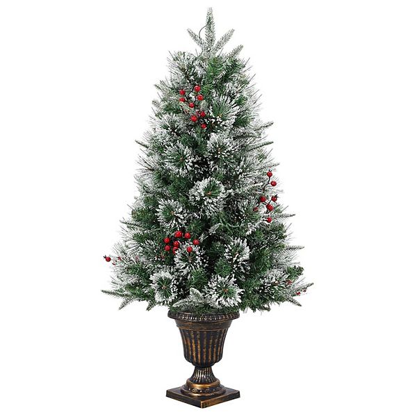 3 Ft Small Christmas Tree With 78 Multicolor LED Lights, Prelit Snow Flocked Christmas Tree GARVEE