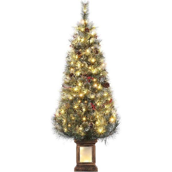 4.5ft Pre-Lit Artificial Christmas Tree for Party Decoration, Christmas Tree with 108 LED Lights HD