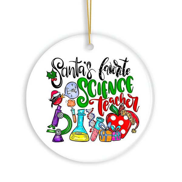 Santa’s Favorite Science Teacher Christmas Ornament, Chemistry, Physics and Biology OrnamentallyYou