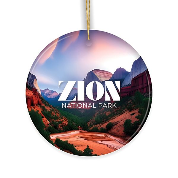 Zion National Park Retro Ornament, Utah Tourist Attraction Souvenir and Gift OrnamentallyYou