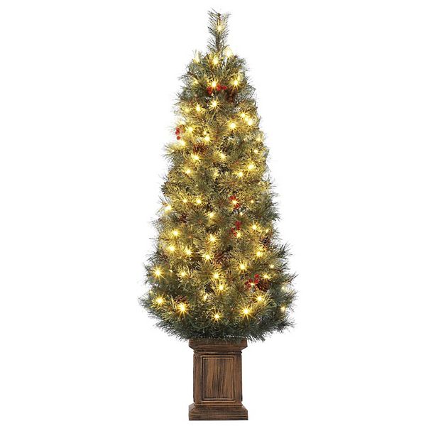 4.5 FT Christmas Tree, Pre-lit Artificial Christmas Tree with 108 Warm LED Light HD