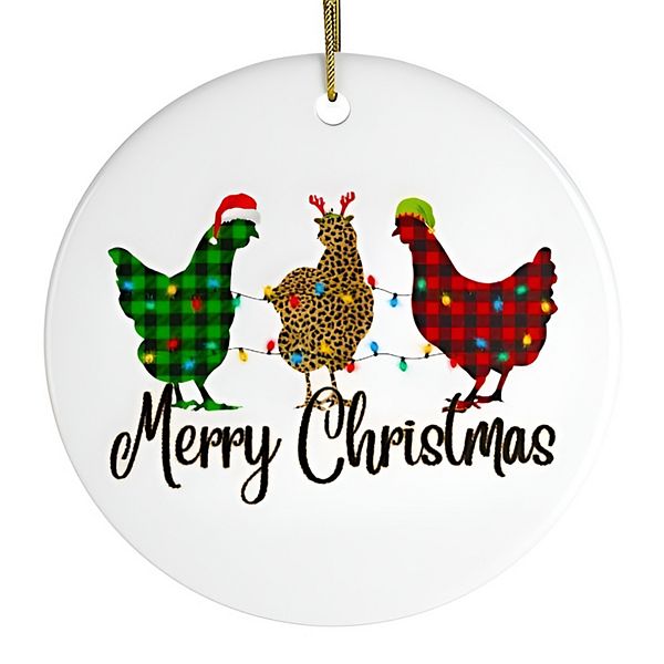 Plaid Rooster Merry Christmas Ornament OrnamentallyYou