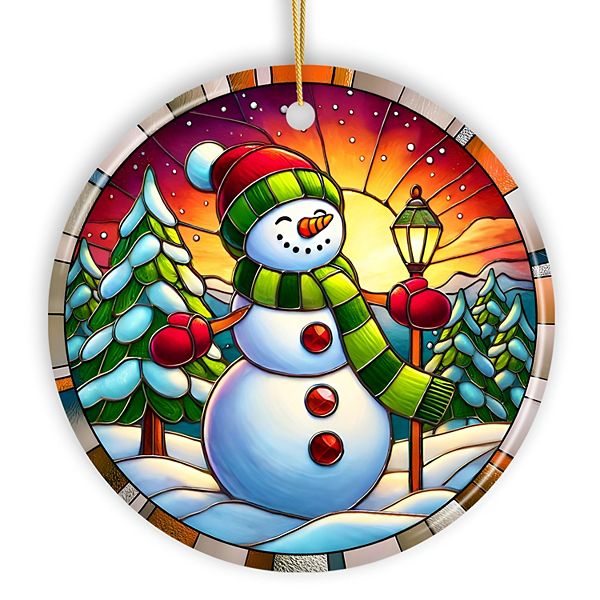 Radiant Sunset Glow Snowman Ornament, Frosty Guardian for Holiday Cheer Gift and Decor OrnamentallyYou