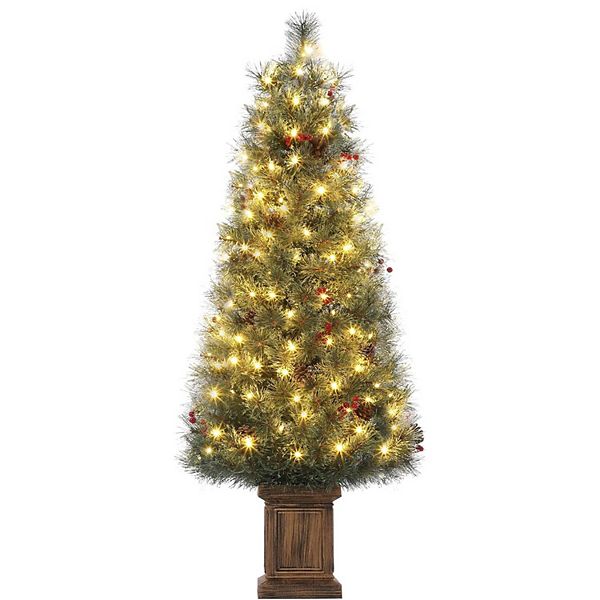 4.5 FT Christmas Tree, Pre-lit Artificial Christmas Tree with 108 Warm LED Light HD