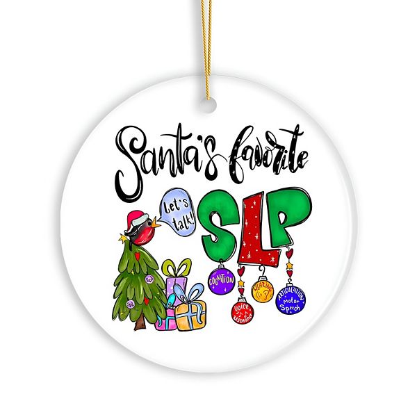 Santa’s Favorite SLP Christmas Ornament, Gift for Speech Therapist, Language Pathologist OrnamentallyYou