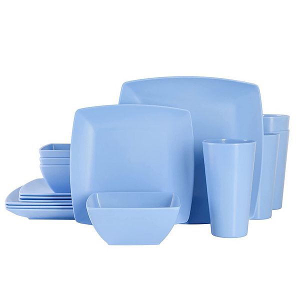 16 Piece Melamine Dinnerware Set in Blue Gibson Home