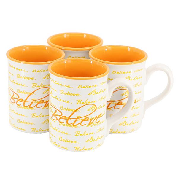 4 Piece 16 Ounce Stoneware Mug Set in Orange Gibson Home