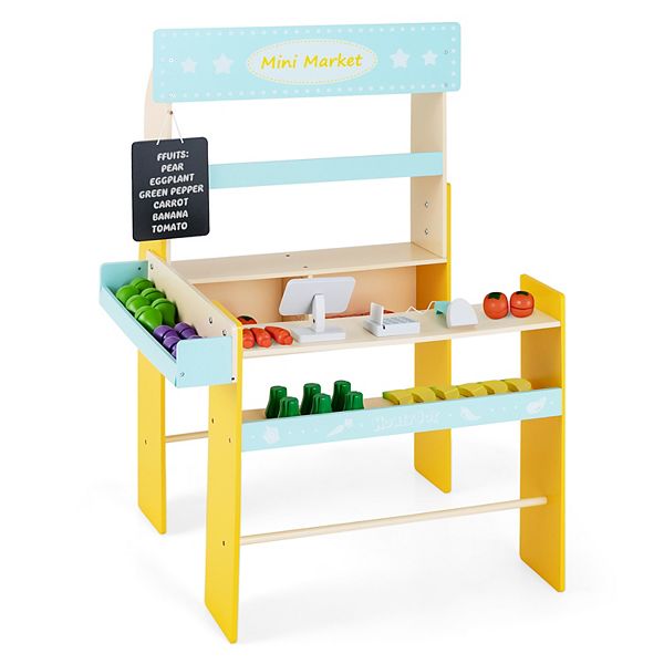 Kid's Pretend Play Grocery Store With Cash Register And Blackboard GIVIMO