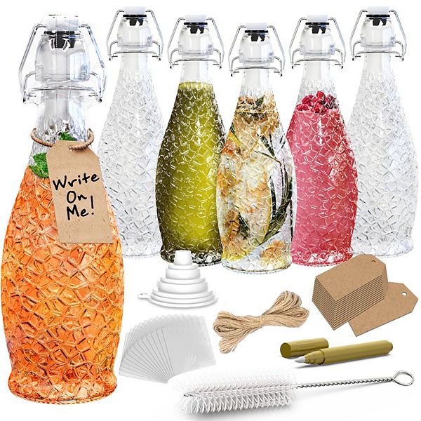 Nevlers 17 oz Textured Teardrop Swing Top Glass Bottle Set (Pack of 6) Nevlers