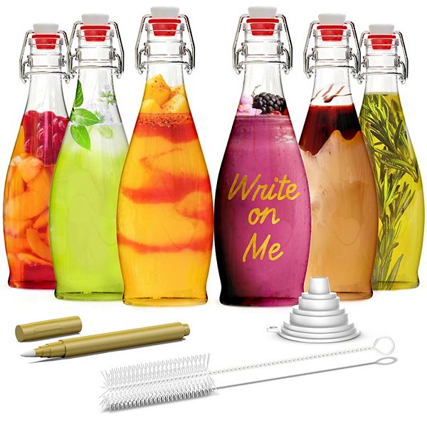 Nevlers 17 oz Teardrop Swing Top Glass Bottle Set (Pack of 6) Nevlers