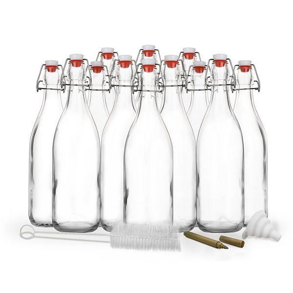 Nevlers 17 oz Round Swing Top Glass Bottle Set (Pack of 12) Nevlers