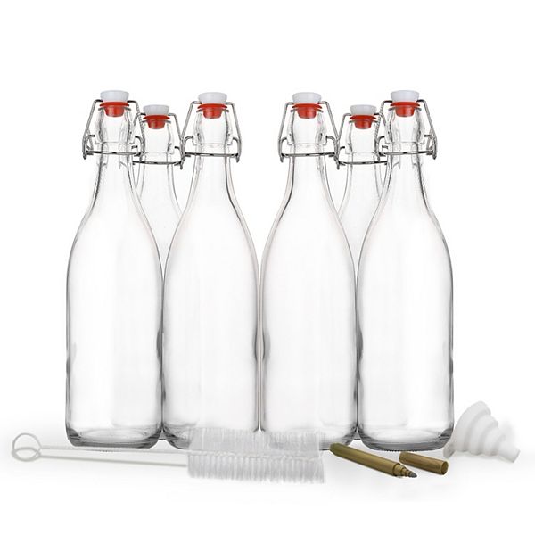 Nevlers 17 oz Round Swing Top Glass Bottle Set (Pack of 6) Nevlers