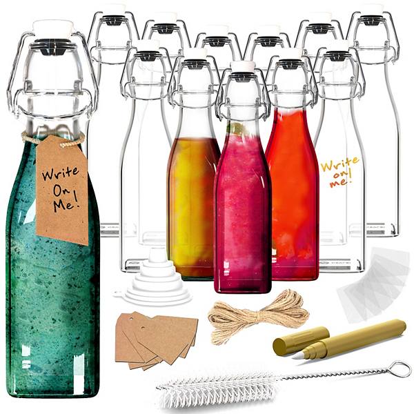 Nevlers 12oz Square Swing Top Glass Bottle Set (Pack of 12) Nevlers