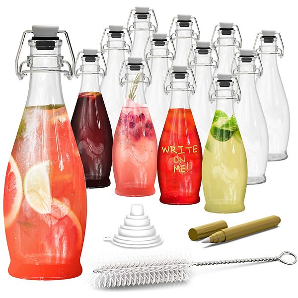 Nevlers 17 oz Teardrop Swing Top Glass Bottle Set (Pack of 12) Nevlers