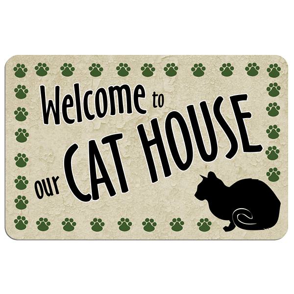 Paw-Print Cat House Floor Mat Waterguard