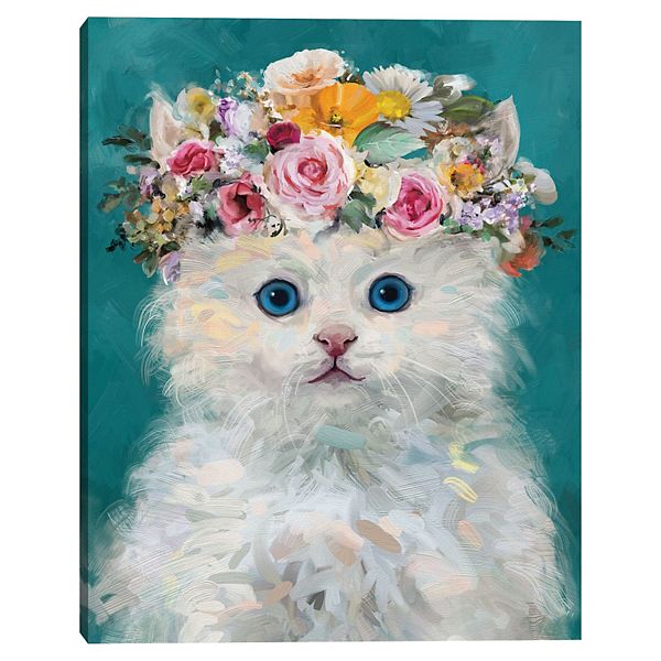 "Flower Power Kitty IV" Canvas Wall Art Unbranded