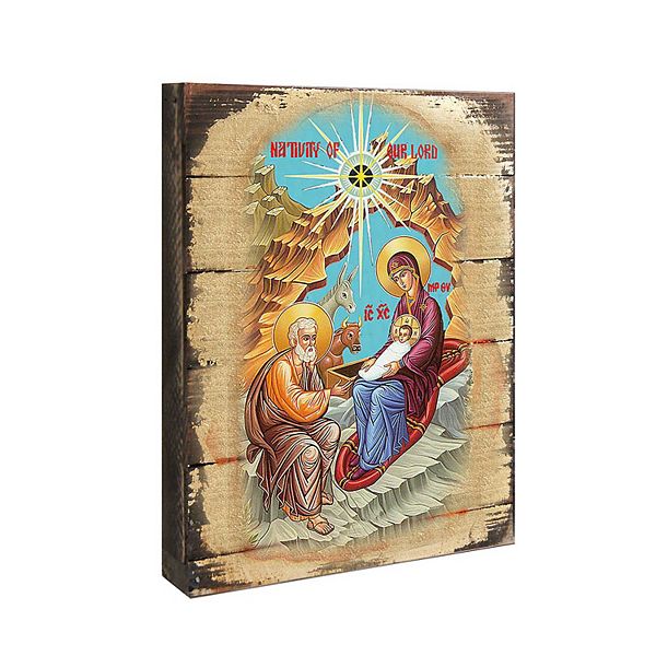 G.Debrekht Orthodox Nativity Wooden Gold Plated Religious Orthodox Sacred Icon Inspirational Icon Décor G.DeBrekht