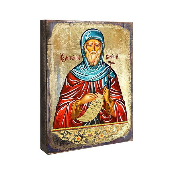 G.Debrekht Saint Anthony Wooden Gold Plated Religious Christian Sacred Icon Inspirational Icon Décor G.DeBrekht